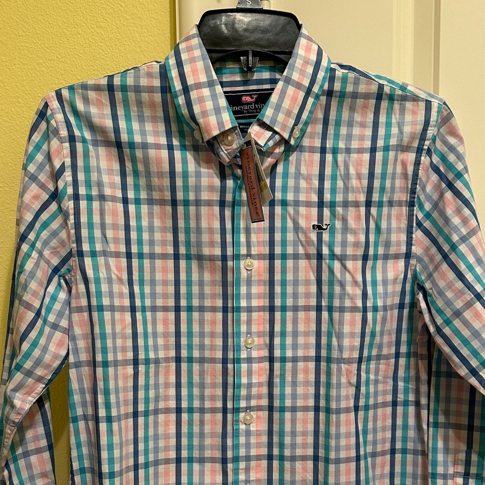 Vineyard Vines Boy’s Blue and Pink Checkered Shirt